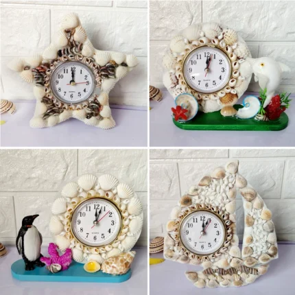 Natural conch shell crafts decorations creative ornaments handmade cute cartoon electronic watches and clocks